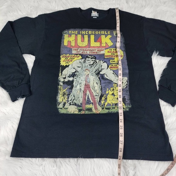 Incredible Hulk Large Black Vintage Comic Long Sleeve Tee - Picture 6 of 9
